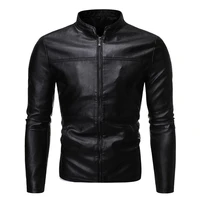 2021 autumnwinter mens fashion trend stand collar motorcycle slim fitting leather jacket men clothing