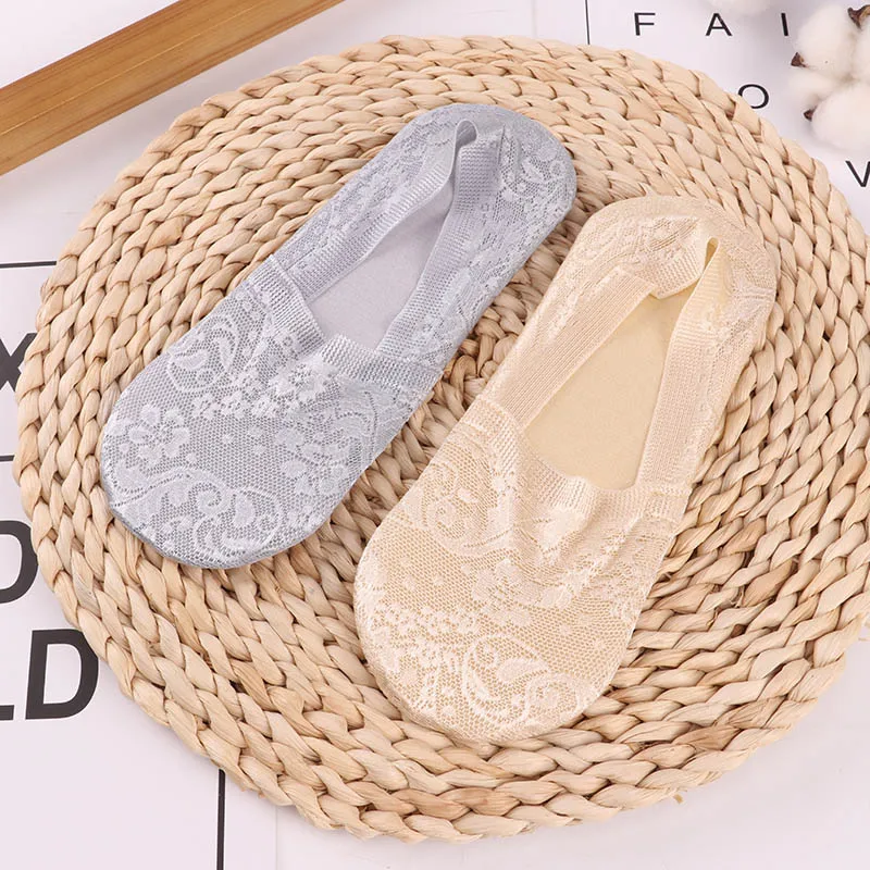 2 pairs as pic 1/2 пар модные женские носки для девочек летние носки Стиль кружевное платье с ц веточным рисунком короткие носки противоскользящ ие Невидимый лодыжки носки с принтом носки-Тапочки - Цвет: 2 pairs as pic