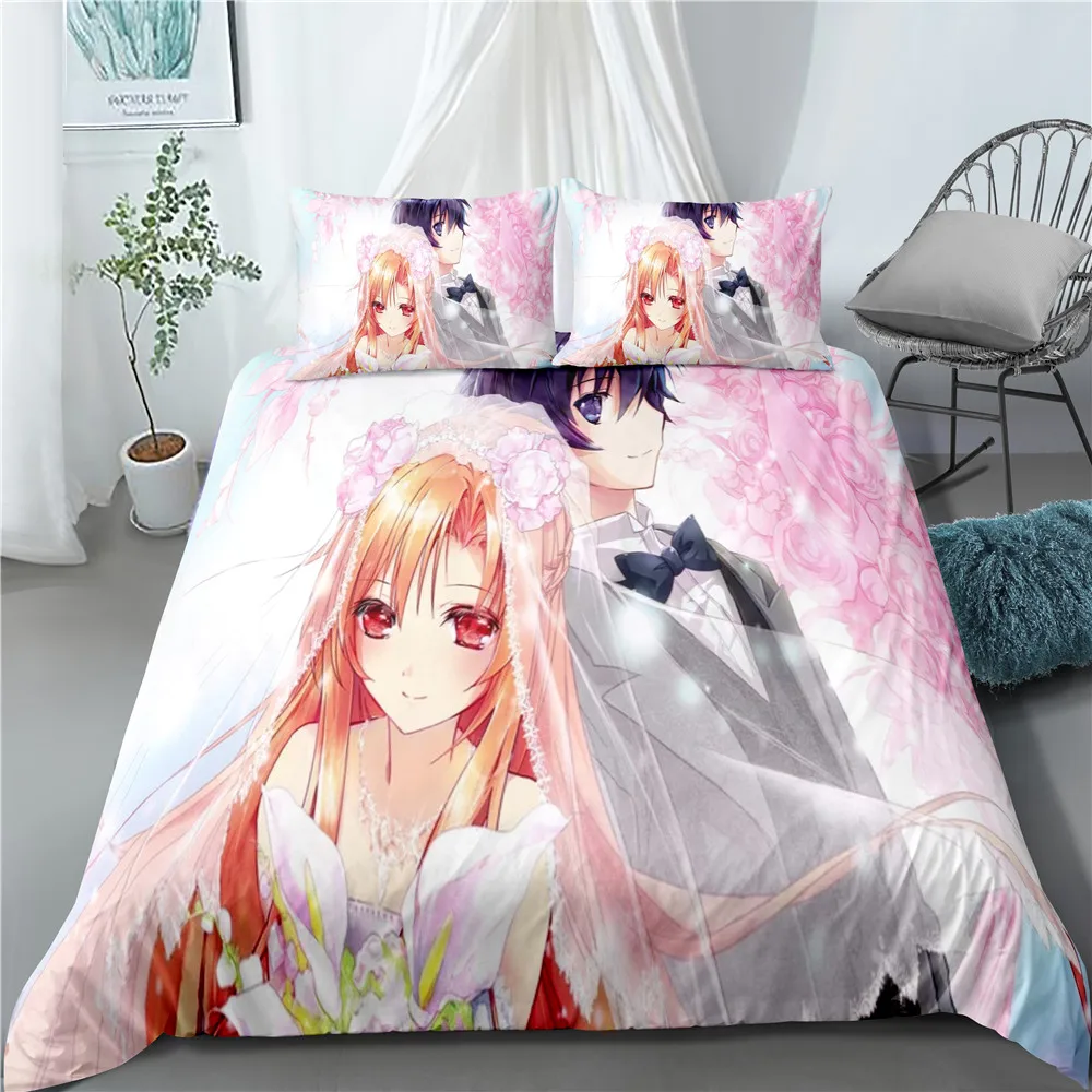 

Sword Art Online Anime 3D Bed Linen Comforter Bedding Sets Home Textile Pillow Case Duvet Covers Kids Bed Set Home Decor Bedding