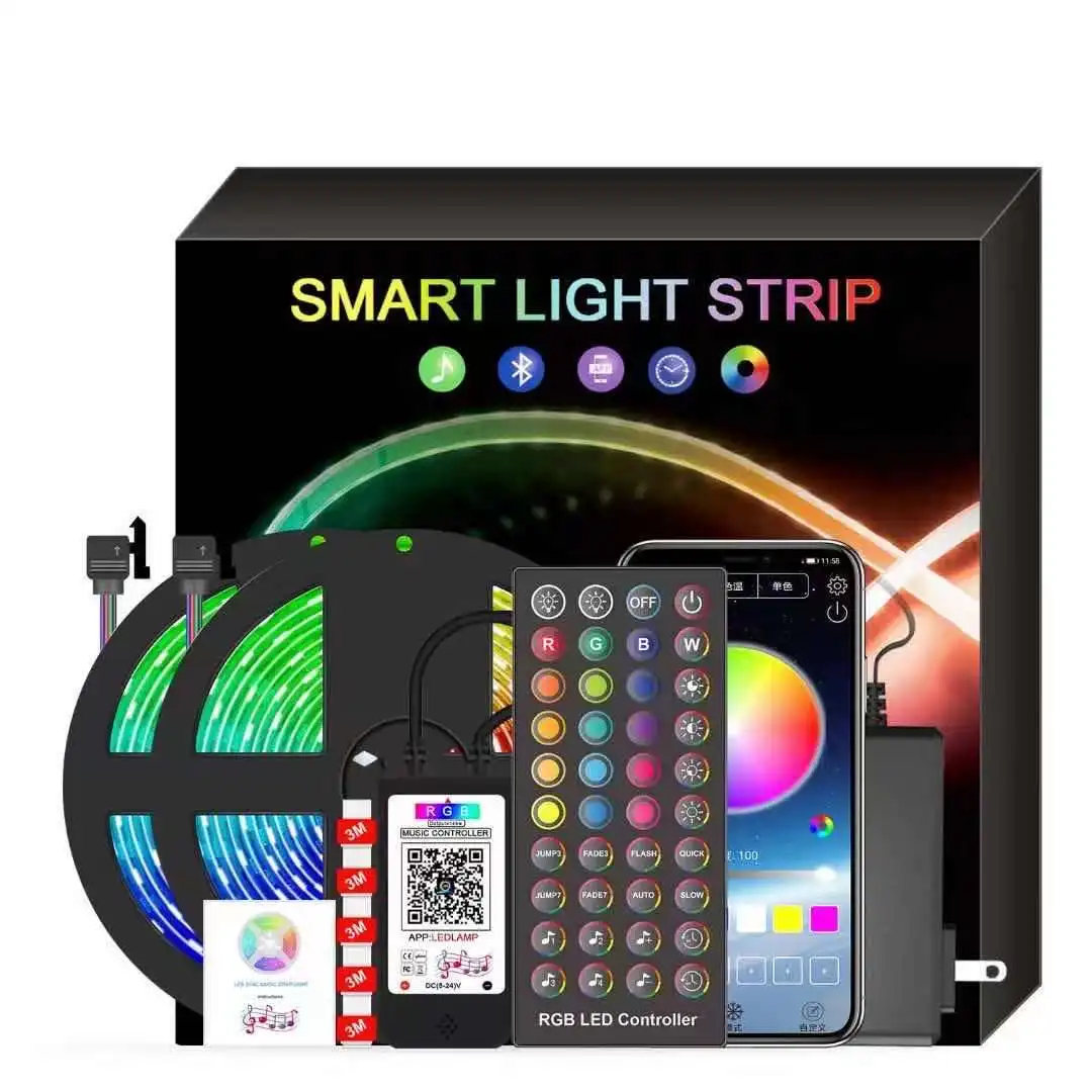 

Цветная Bluetooth лампа с 12 В 5050RGB 20 м 10 м рулонный набор мобильное приложение музыкальный ритм световая панель