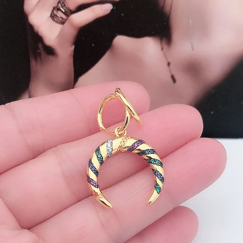 

Female high quality personalized colorful asymmetric crescent arc stripe Earrings