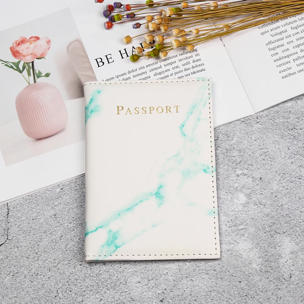 NEW Marble Pattern Passport Cover Women PU Leather Women Travel Passport Holder Designer Covers on The Passport Storage Bag