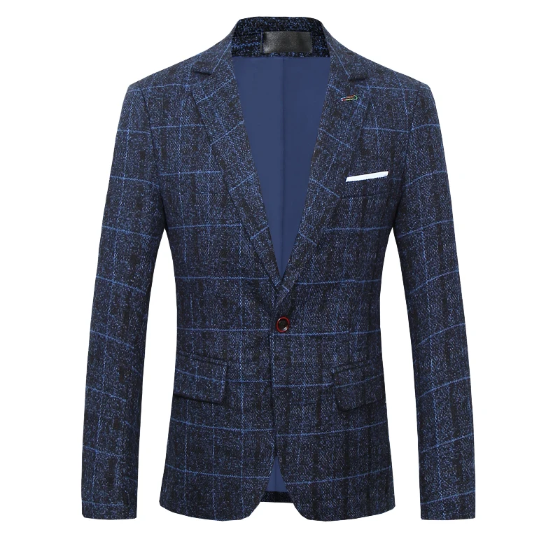MOGU New Fashion Tuxedo Suit Men's Wedding Ball Jacket DJ Club Stage Casual Lattice Single Button Hombre S-5XL | Мужская одежда