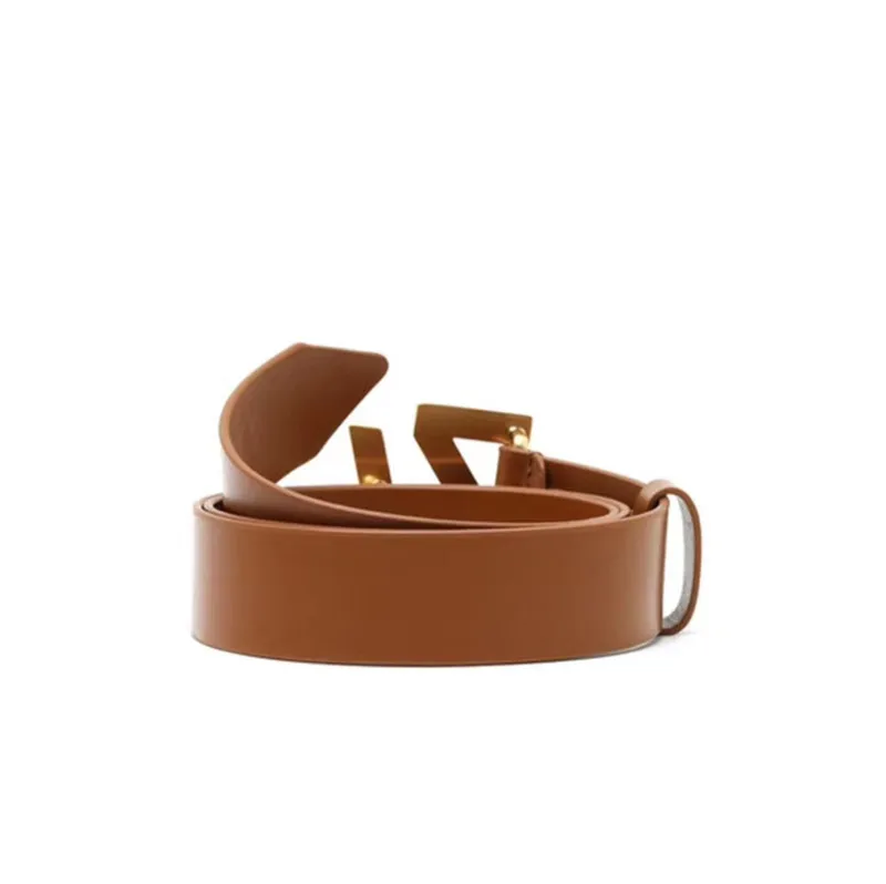 

Women Gold Letter Buckle Belt 2021 New Ladies Faux Leathers Brown Belt Clothes Accessories
