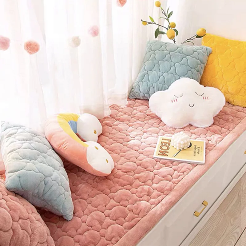 

Nordic Bay Window Cushion Thick Plush Sofa Towel Solid color Slip Resistant Furniture Protector Mat for Living Room Couch Cover
