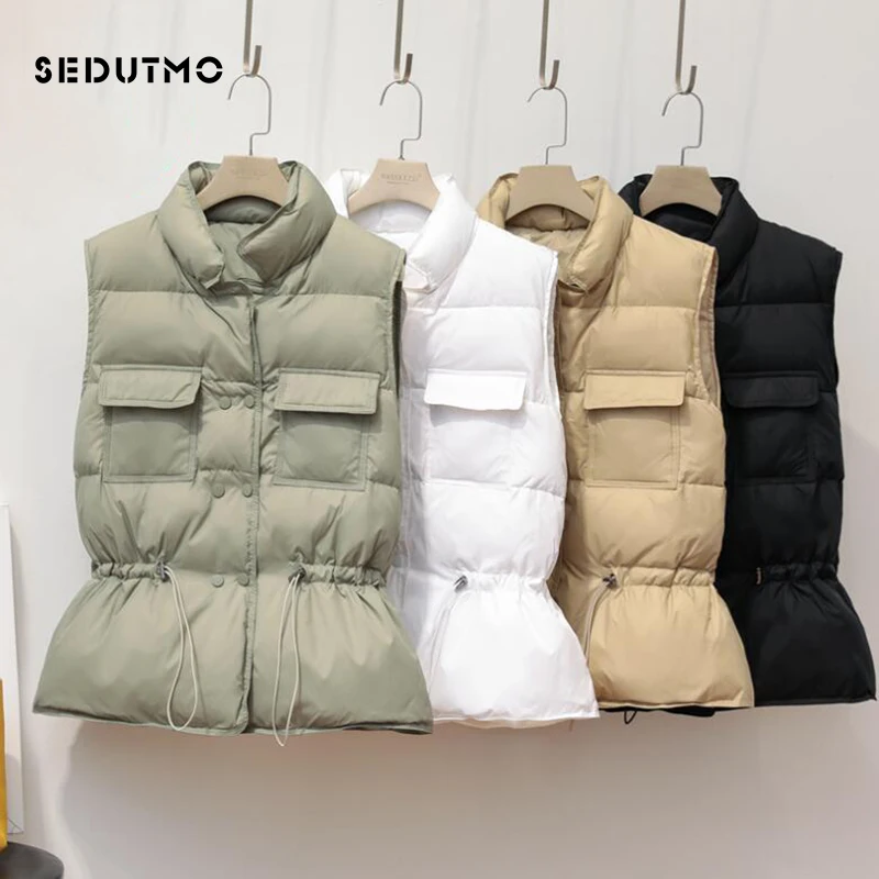 Женский короткий жилет на утином пуху SEDUTMO повседневный приталенный пуховик