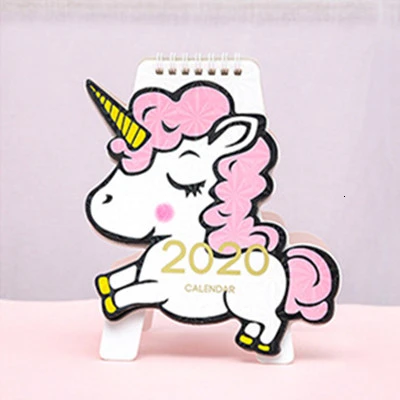 Kawaii, мультяшный настольный календарь, креативный, милый, мини,, настольный календарь, подарок, офисный, для программы, для школы, планировщик, стационарные принадлежности, 00023 - Цвет: Unicorn-Pink