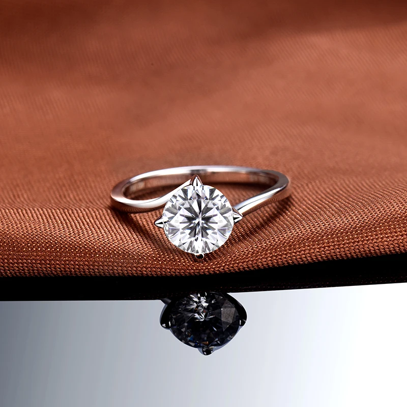 LOVERJEWELRY Муассанит Обручальные Кольца Твердые 14 к белое золото Круглый Муассанит кольцо для женщин юбилей лучший подарок ювелирные изделия