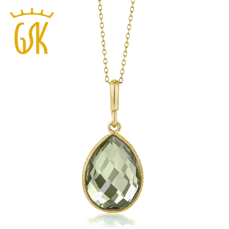 Женский простой элегантный кулон GemStoneKing 6 50 карат натуральный зеленый аметист 16x12