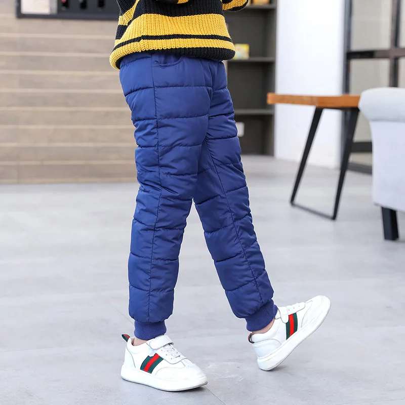 Новое поступление Детские Зимние Пуховые брюки с высокой талией
