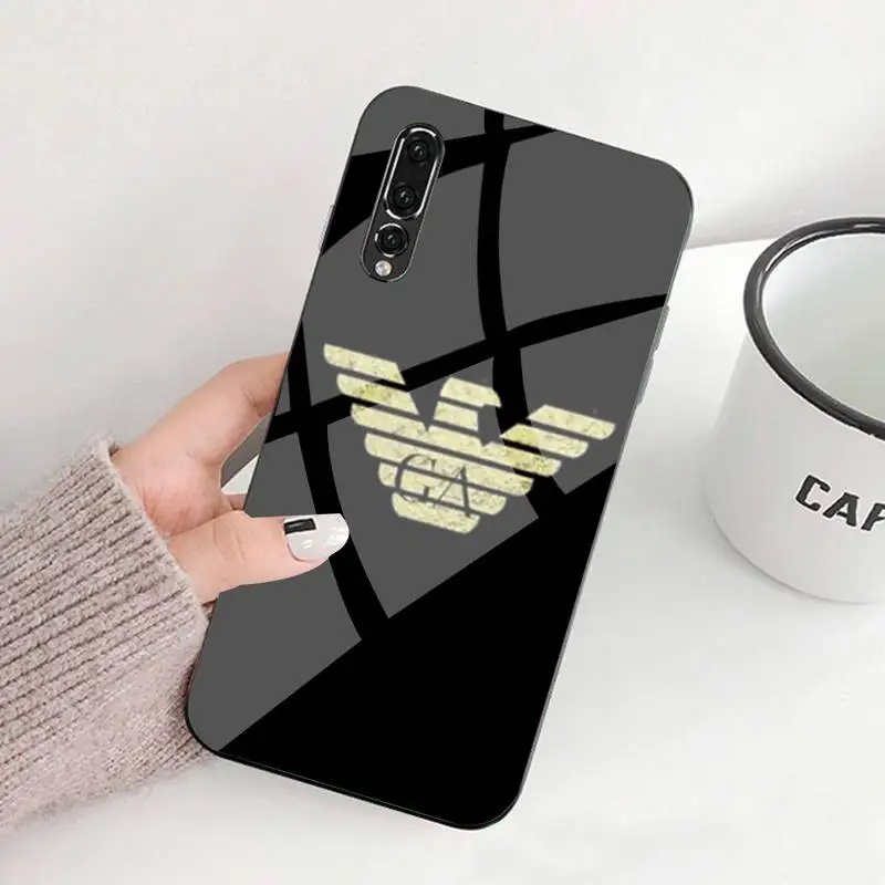 

Fashion Luxury Brand Phone Case Tempered Glass For Huawei P9 10 Plus 20 Pro Mate9 10 20 20pro Honor7A 8X 9 10 Nova3i 5