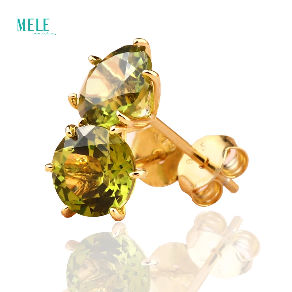 Женские серьги гвоздики с натуральным красным гранатом голубой топаз Зеленый