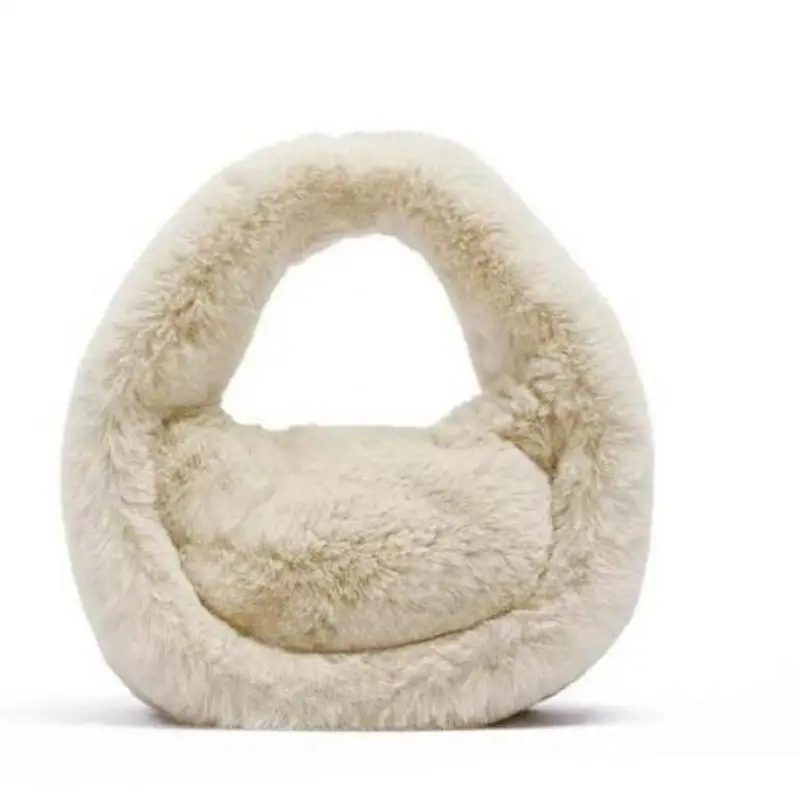 

Новинка 2021, женская сумка Lnv, зимняя мини-сумка из белого меха для женщин, винтажная маленькая сумка, роскошные брендовые сумки с имитацией м...