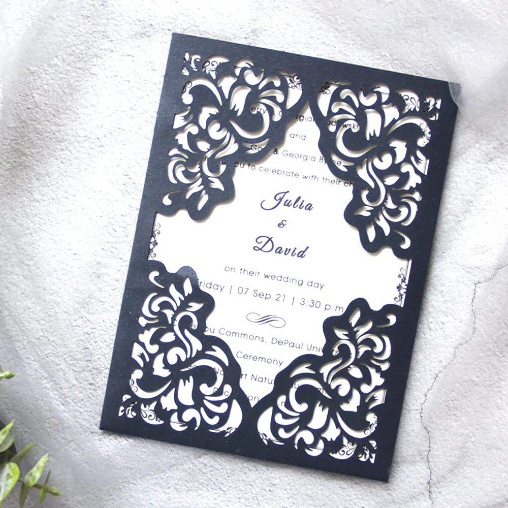 Laser Cut Wedding Invitations with Hollow Floral Elegant Invites Cards For Marriage Party Supplies