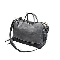 womens bag 2021 autumn and winter new retro motorcycle bag retro frosted leather big bag womens portable shoulder bag