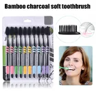 Зубная щетка, 10 шт.компл., Ультрамягкая, с бамбуковым углем, SMR88