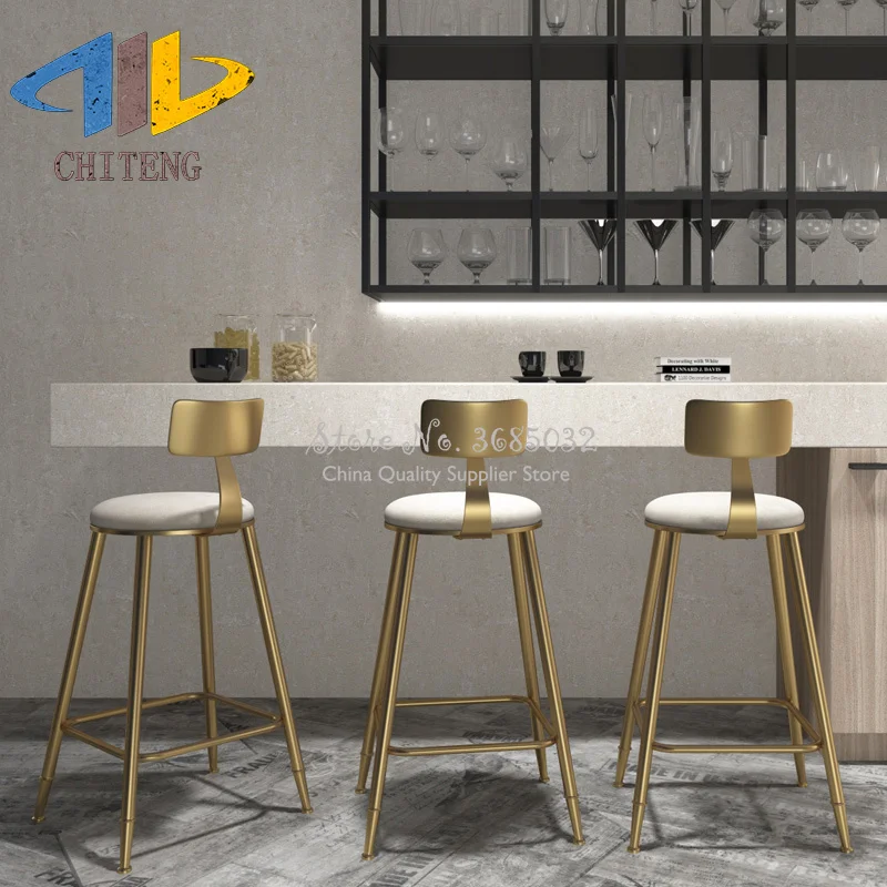 Скандинавский простой золотой барный стул десертный магазин Кафе Ресторан для