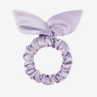 6pcs random color 100 silk hairband scrunchies with rabbit ear charmeuse head hair ties ponytail hair accessories for woman