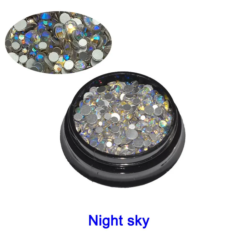 Night sky 1 коробка Стразы для ногтей плоские стеклянные кристаллы 350 шт смешанный размер Charm очаровательные драгоценные камни декорации аксессуары для ногтей аксессуары - Цвет: Night sky