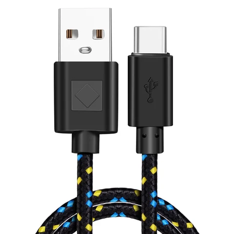 USB-кабель типа C, нейлоновый кабель для быстрой зарядки и передачи данных для Samsung S10, S9, Note 9, Oneplus, xiaomi, Huawei