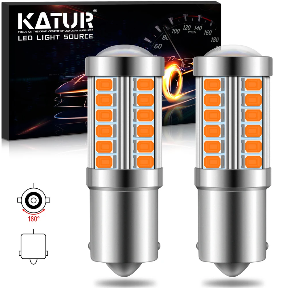 Katur 2шт 1156 BA15S P21W Led Авто Обратный светильник дневной ходовой Янтарный для поворота
