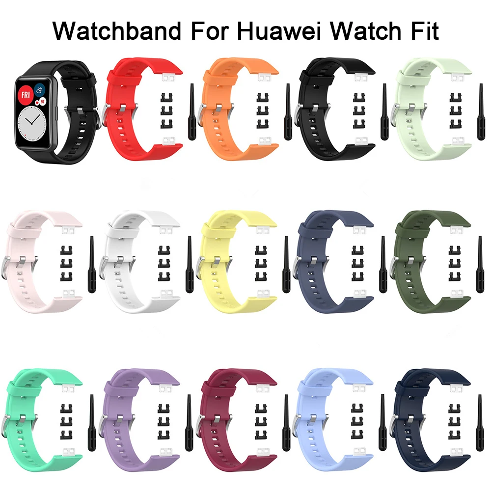 

Силиконовый ремешок для Huawei Watch Fit, умный Браслет, аксессуары, высококачественный сменный спортивный ремешок, защитный чехол