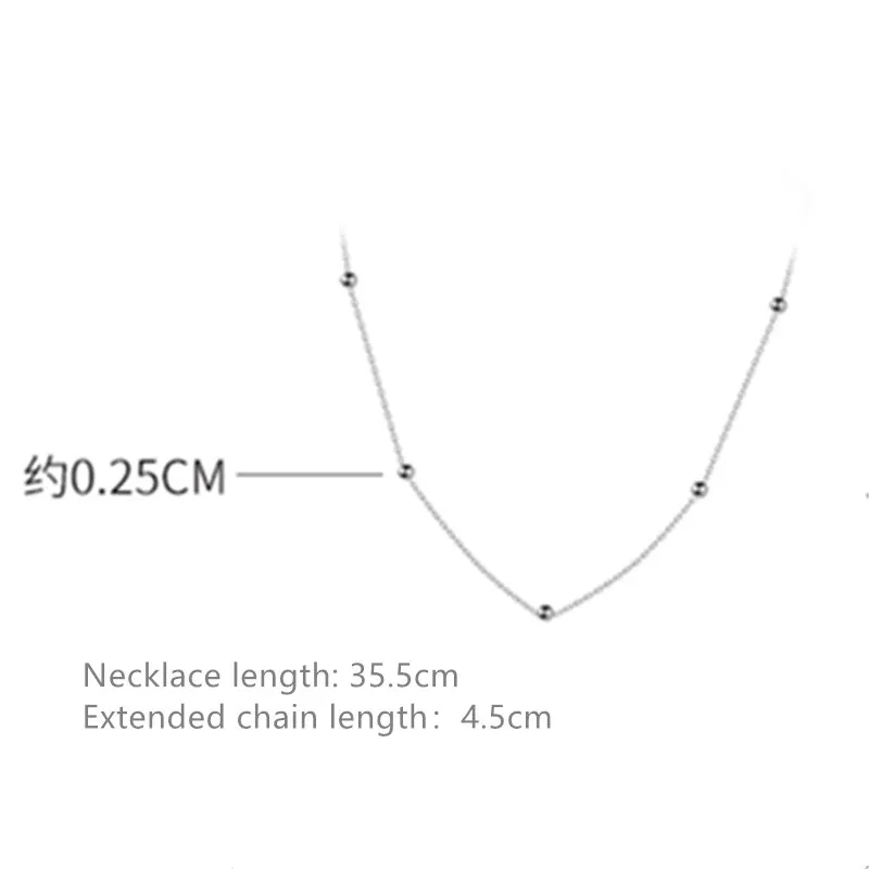 

A00389 100% 925 Sterling Silver Cross Chain Glossy Bead Choker Necklace Women Minimalist Fine Jewelry Cute Accessories