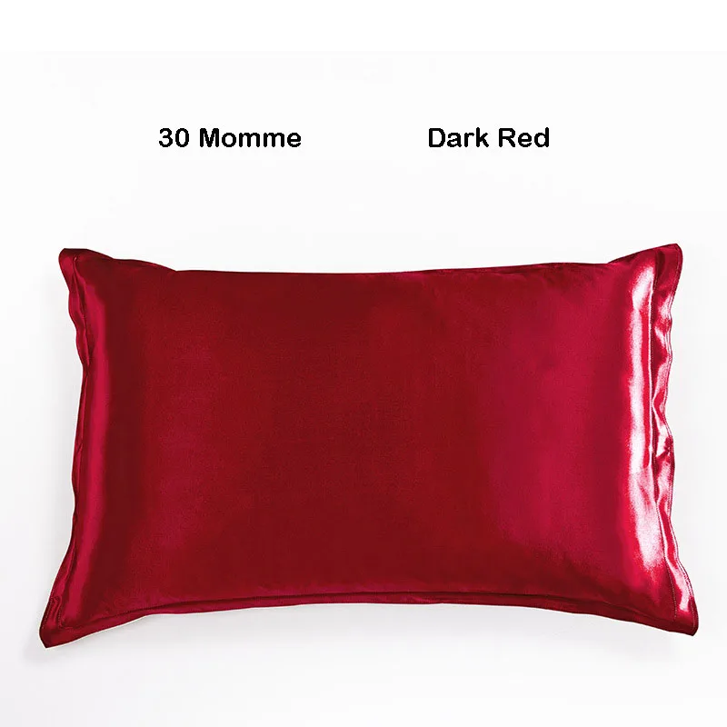 Dark Red 1 piece Чехол для подушки из шелка тутового шелкопряда для волос и кожи, размер королевы 20* 30in 30 Momme, чехол для подушки, шелковые наволочки с застежкой-конвертом - Цвет: Dark Red 1 piece