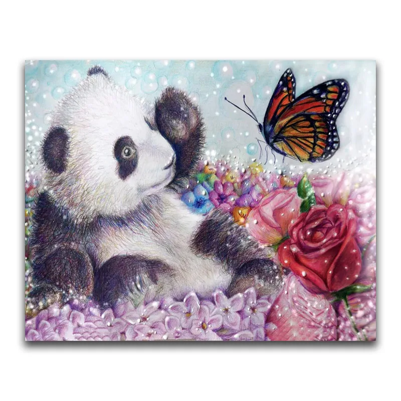 Полноформатная алмазная живопись вышивка крестиком животные панда полная
