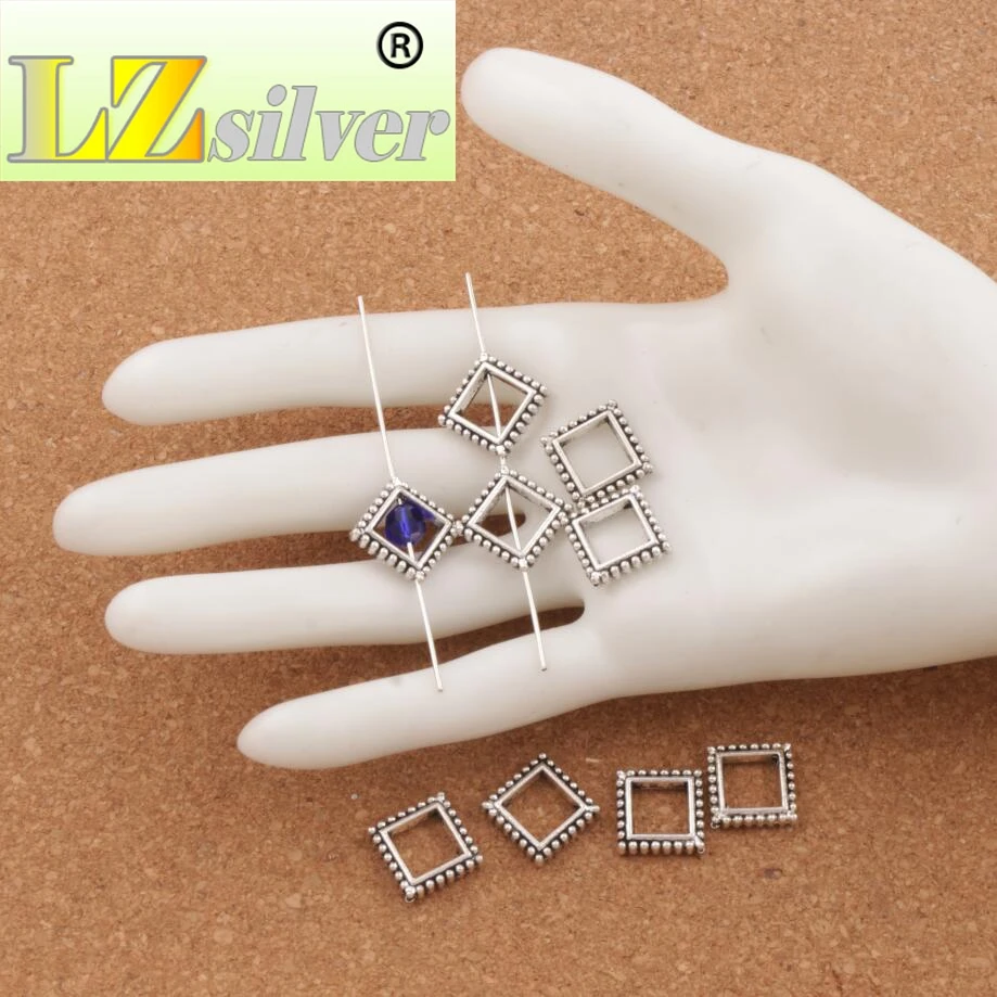 Open Dots Rim Square Bead Frame Charm Beads 12.9x12.9mm 150pcs zinc alloy Pendants Jewelry DIY L753