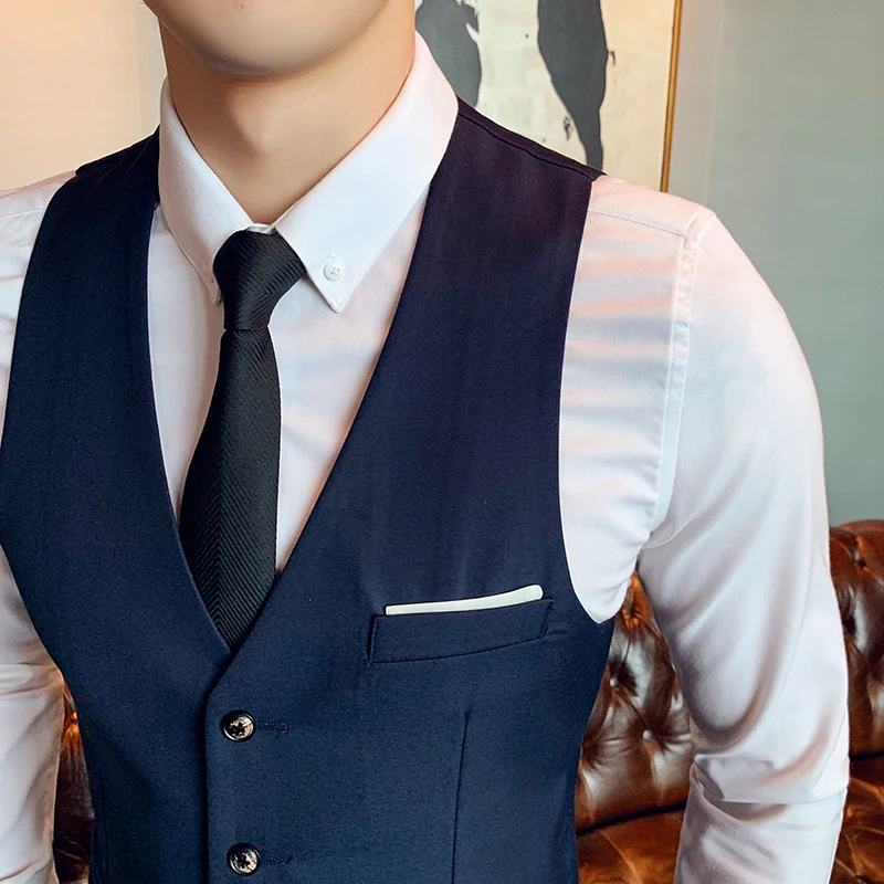 Костюмный жилет дружки Тонкий платье без рукавов с v-образным вырезом