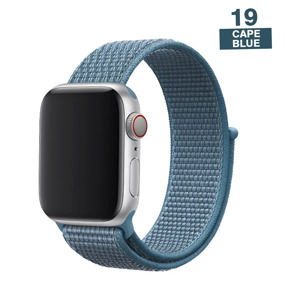Cape Cod Blue Ремешок для наручных часов Apple Watch серии 3/2/1 38 мм 42 мм мягкий нейлон дышащий сменный ремешок Спортивные петли для наручных часов iwatch серии 4 5 40 мм 44 мм - Цвет ремешка: Cape Cod Blue