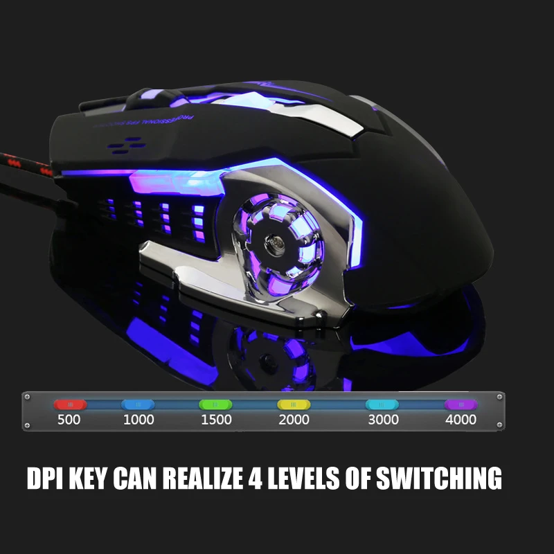 

V5 Wired LED Backlit 4000DPI Optical USB Ergonomic PC Laptop Gaming Mouse VH99