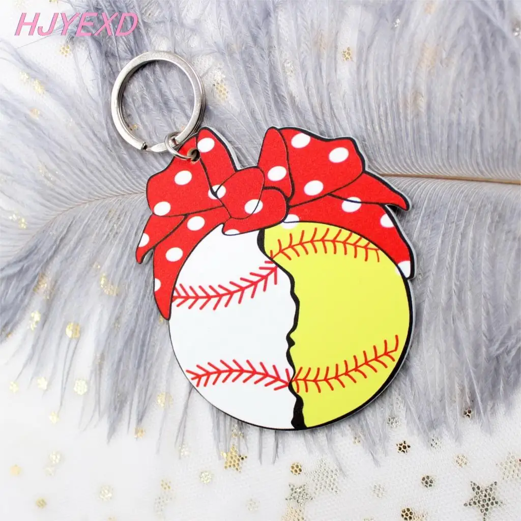

(1piece)76mm Acrylic Softball Baseball Keychain Red Bandana Softball Mom Monogram Keychain Laser Cutout-KC026