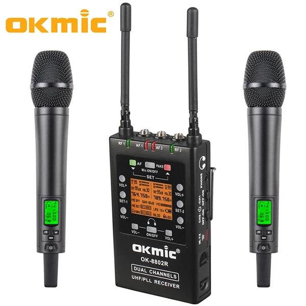 dual handheld mic Двухканальный UHF беспроводной микрофон системы для Canon Nikon sony Panasonic DSLR камеры и видеокамеры OK-8802R+ 8800B - Цвет: dual handheld mic