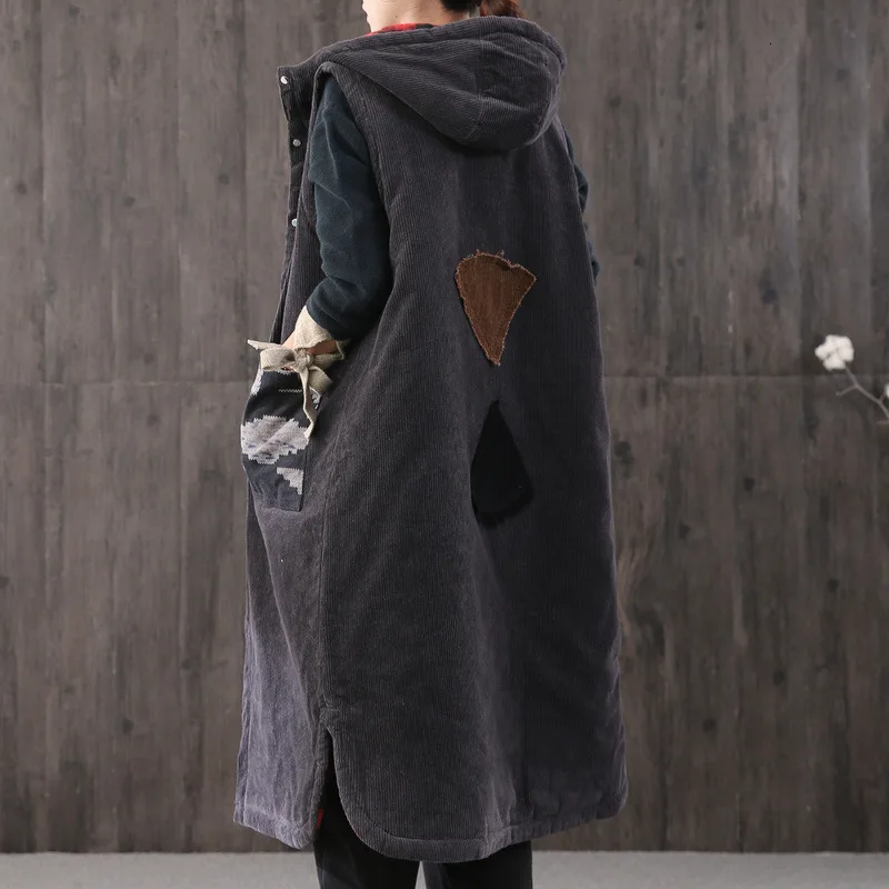 Женский клетчатый жилет Max LuLu повседневный вельветовый Длинный с капюшоном в