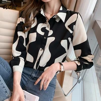 france style ladies shirts womens blouses 2022 spring autumn long sleeve black white korean chiffon shirts tops blusas mujer