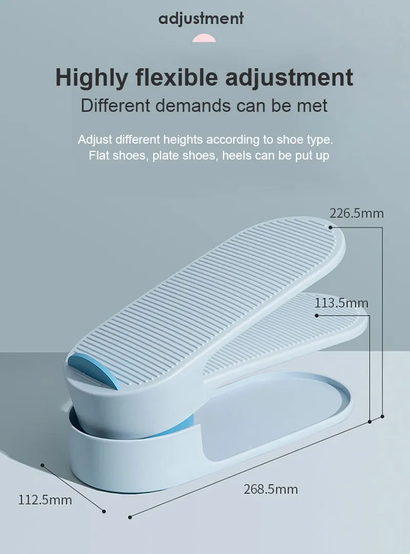 

Double-layer Shoe Support Plastic Adjustable Anti-slip Stripe Shoe Rack Closet Shoes Storage Rack Stand Shelf Home Storage Tool
