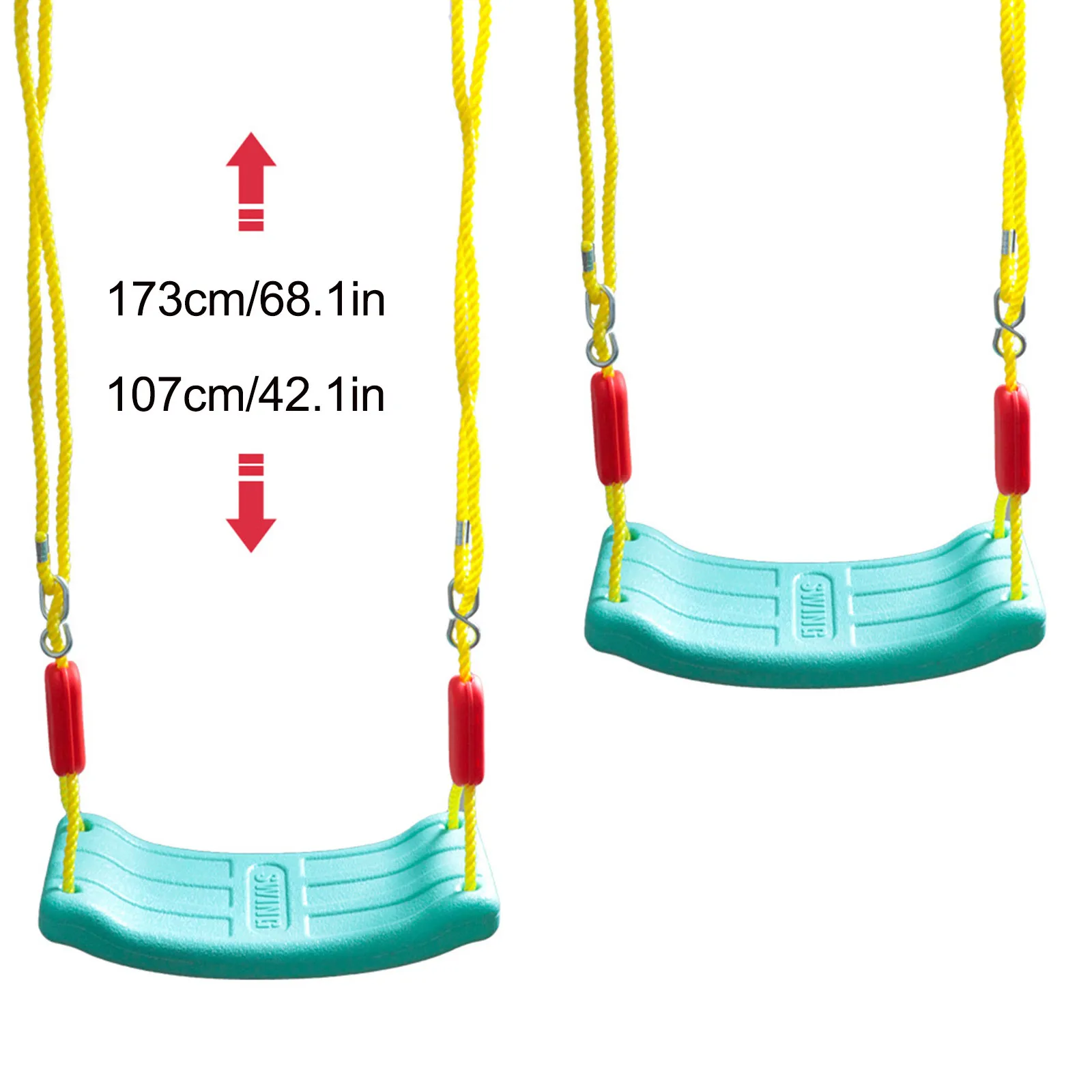 

Two Colors Swing Set Pe Plastic Thick Seat With Adjustable Ropes Playground Accessory For Kids Children Indoor Outdorr Toy