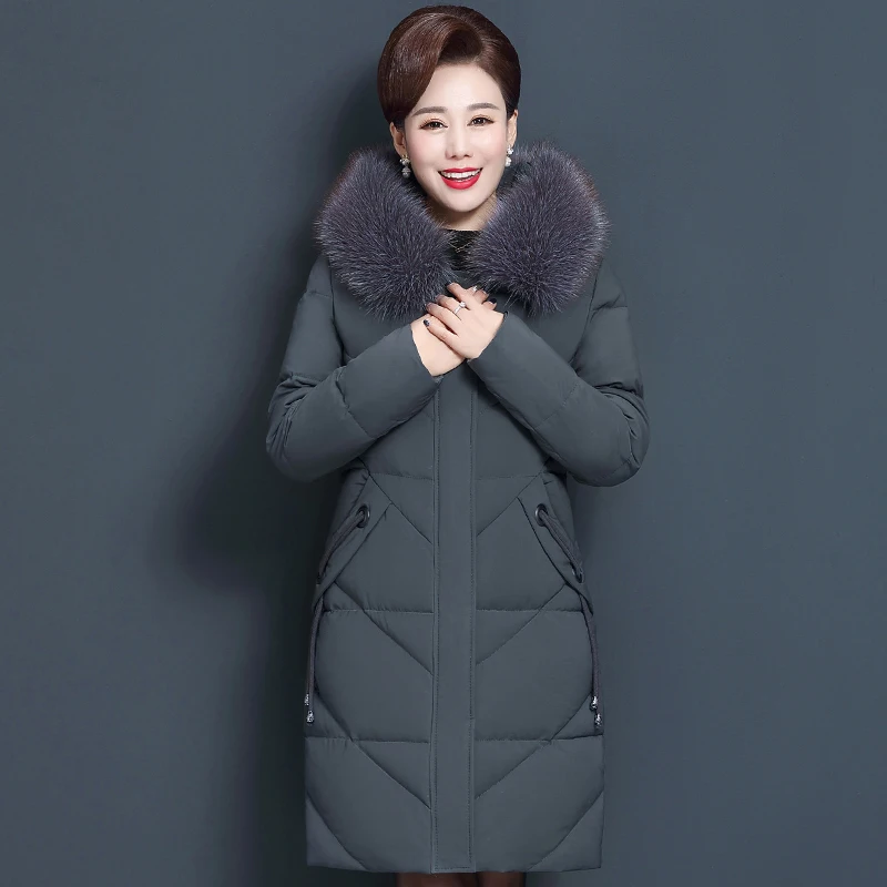 Purple grey Parka 8XL 200 фунтов оверсайз вниз хлопок Женская парка свободная зимняя куртка Верхняя одежда теплые толстые с капюшоном винтажные женские пальто Q1972 - Цвет: Purple grey Parka