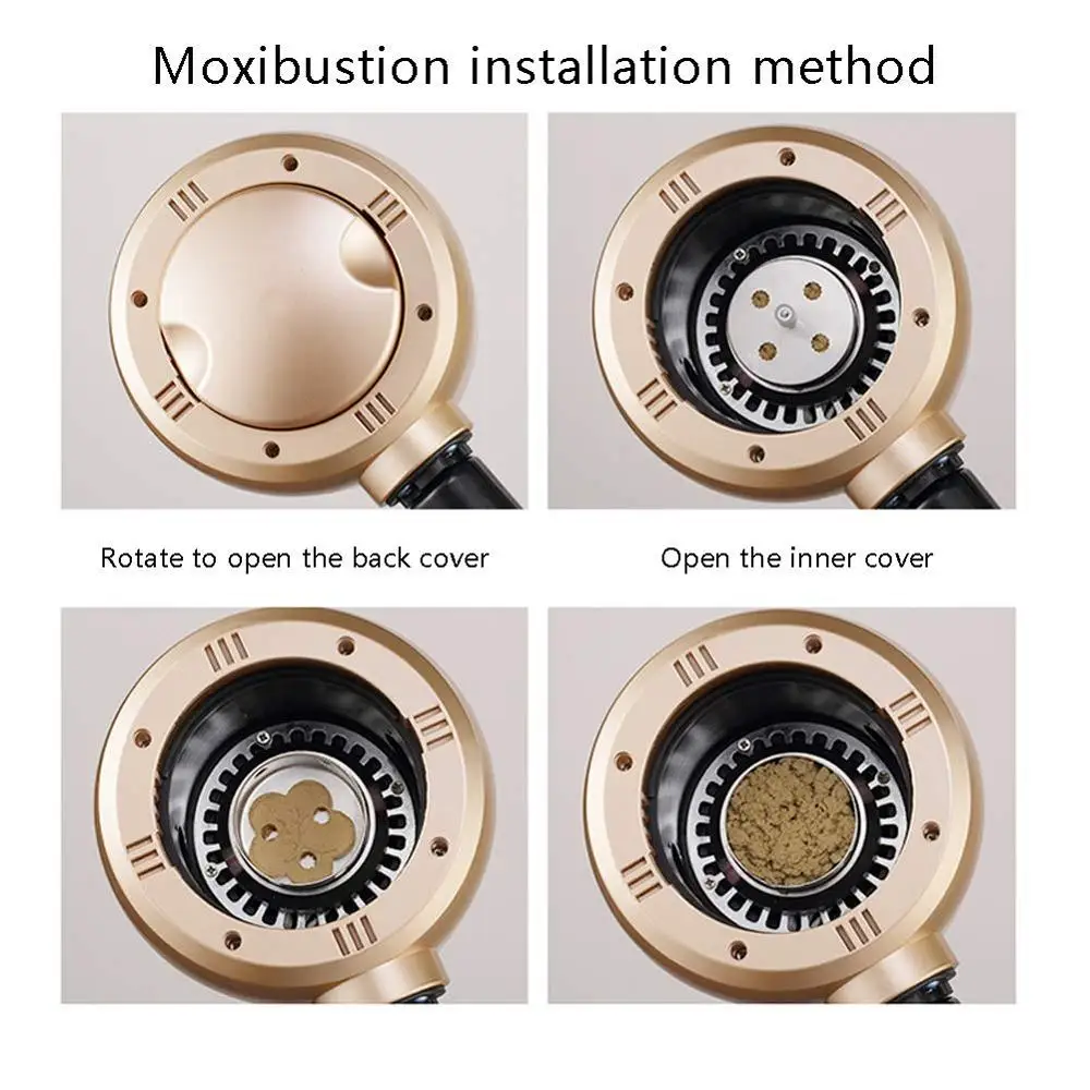 Устройство для моксибушена Smart Moxibustion Moxa Smokeless Safe Fireless Home-Style Red LED Light Device 360 Degree Rotatable Champagne on.