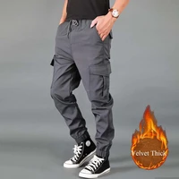 mens winter fleece tactical cargo pants double layer thick warm baggy pants male outdoor jogger military army long trousers