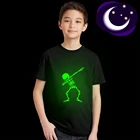 Светящаяся черная летняя футболка унисекс Dabbing с черепом, забавные детские футболки, светящаяся в темноте одежда с принтом для мальчиков и девочек, светящаяся в темноте фосфоресцирующая одежда