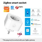 Tuya ZigBee3 Беспроводной Smart Plug 10A ЕС Мощность монитор таймер розетка Smart Home приложение Управление работать с Alexa Google домашний помощник