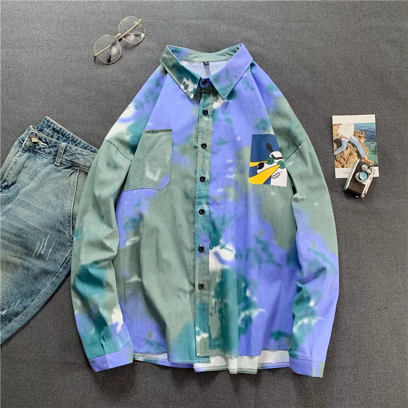 Printed Hawaiian Relaxed Version Beach Shirt for Men 2021 Summer Long Sleeve  Shirts Mens Holiday Vacation Clothing Chemise