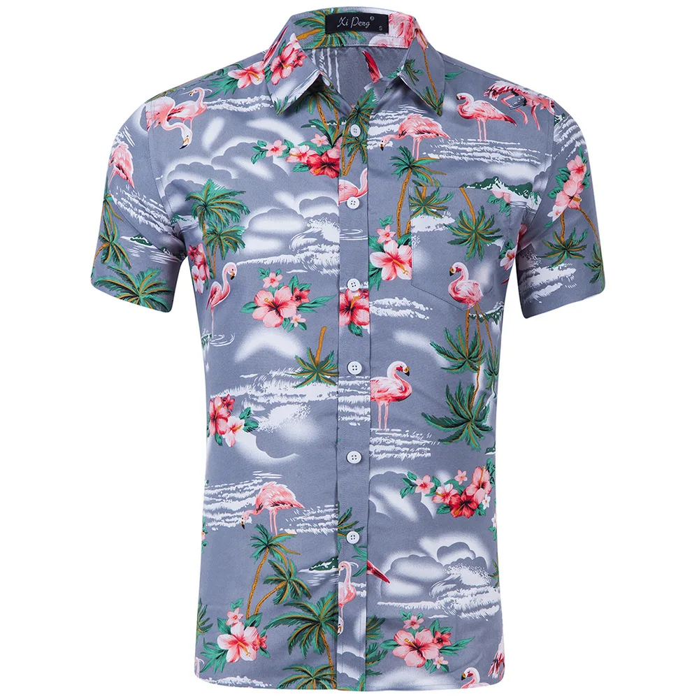 

Camisa hawaiana de manga corta de algodón para hombre, vestido estampado informal Floral, ropa para hombre, moda XXL Ou code