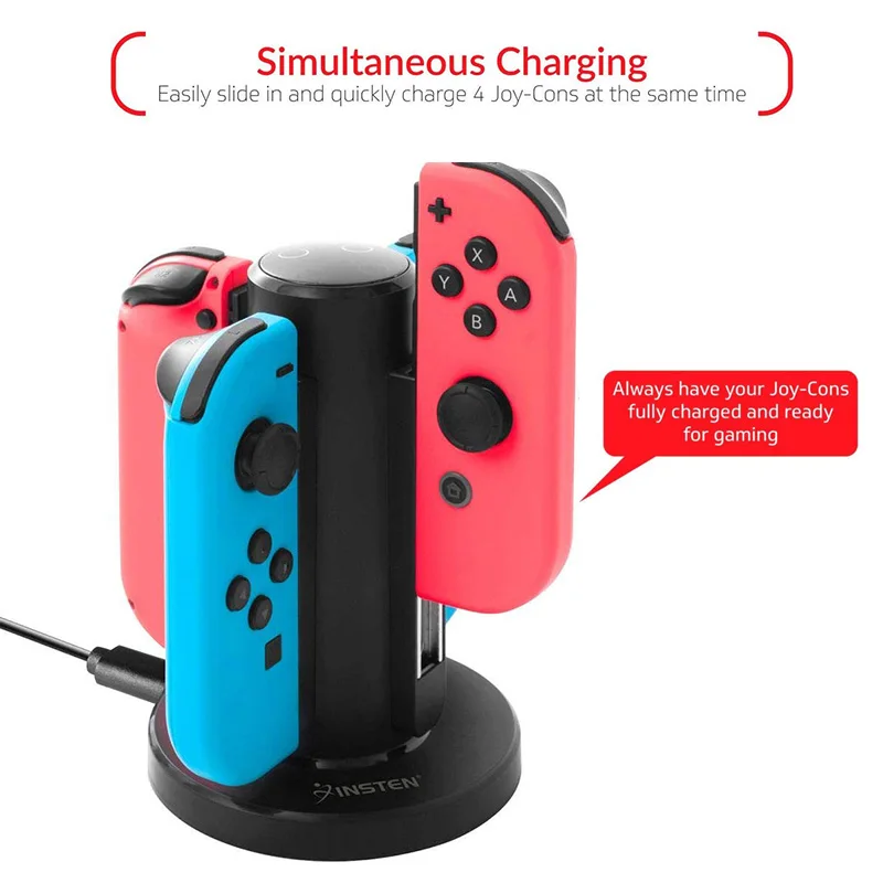 Joy Con зарядное устройство для NS nintendo Switch USB 4 в 1 Joy-Con зарядная док-станция+ светодиодный