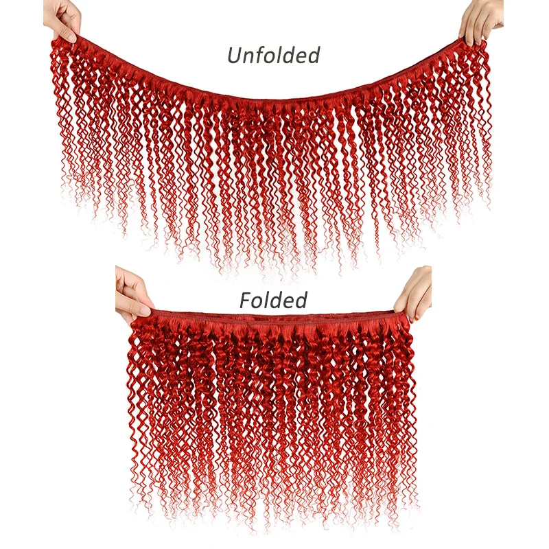 Pinshair цветные бразильские волосы пучки с закрытием бордовый красный кудрявые