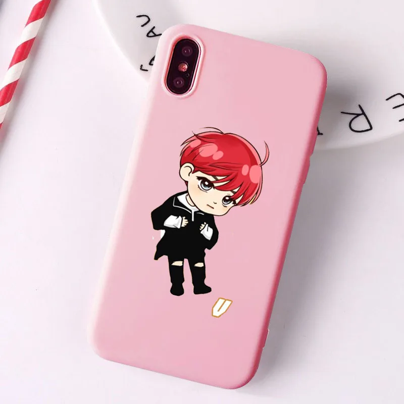 Модный розовый чехол Monsta X KPOP для мальчиков Мягкий силиконовый из ТПУ iPhone 6S 7 8PLUS XR