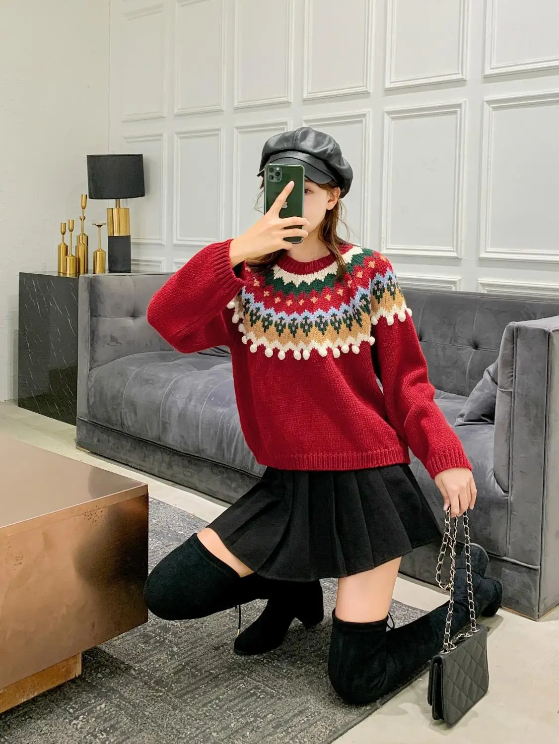 Свитер с круглым вырезом Повседневный осенне-зимний Рождественский пуловер